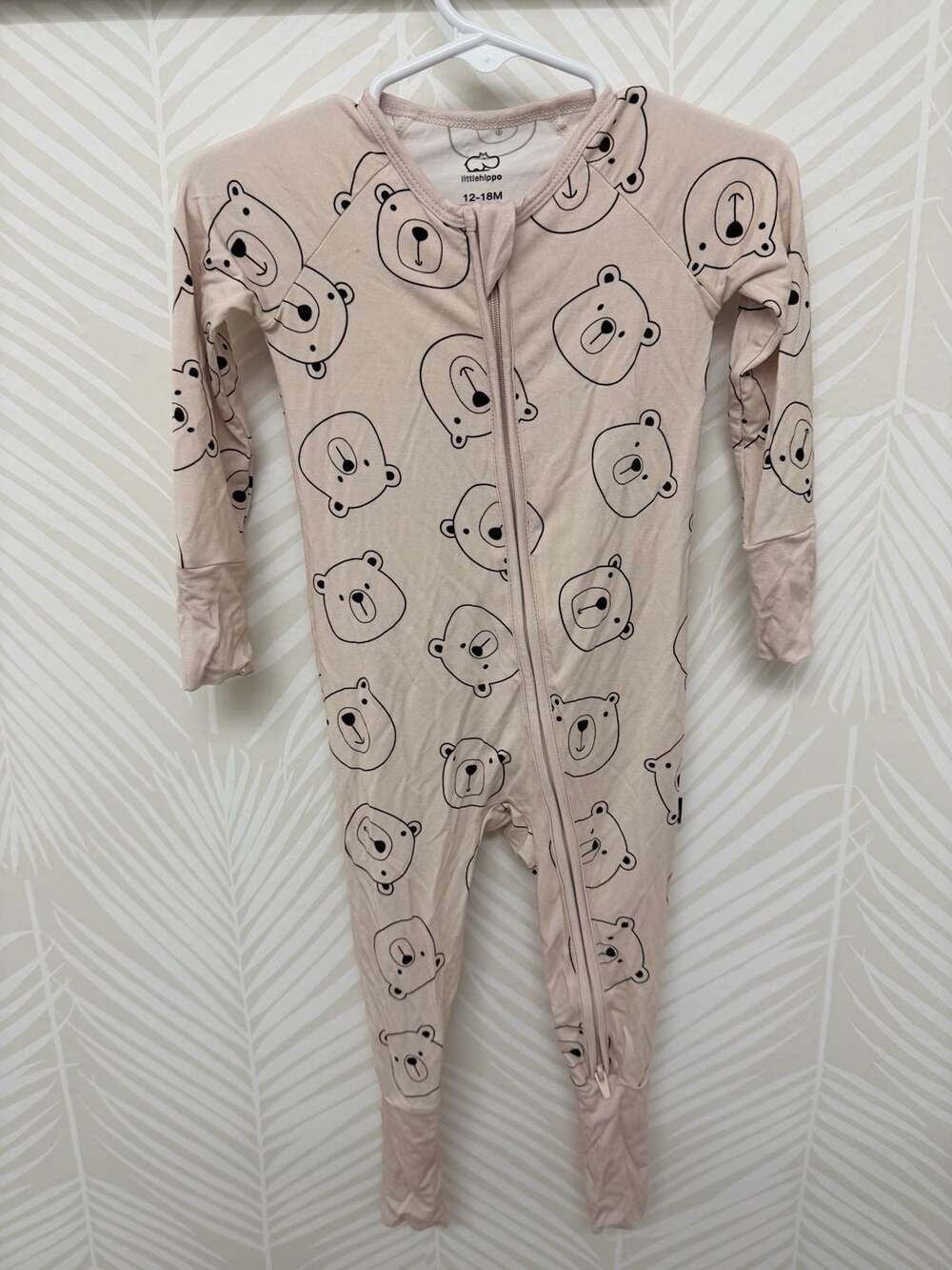 Littlehippo Bamboo Zipper Footie Pajamas Bear Print 12-18M